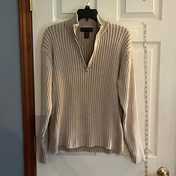 Structure Other - vintage-structure-size medium-quarter zip pull over khaki colored sweater.